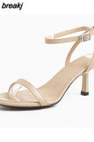 Size 34-43 Rome Sandals Women 2023 Real Leather Ankel Strap High Heels Shoes For Women Summer Za Elegant