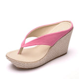 Queen Platform Wedges Flip Flops High Heels Slippers White Beach Sandals Bohemia