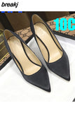 6CM 8CM Fashion New Thin High Heels Shiny Satin Pointed Toe Shallow Mouth Plus Size Wedding Shoes for