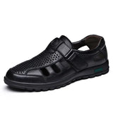 Men Sandals Leather Breathable Men's Shoes Fashion Hollow Out Breathable Comfortable Sandalias Flat Casual