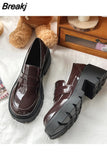 Women's Flat Shoes 2023 Spring and Autumn British Style Punk Platform Shoes Slip-on Loafers Fashion Small Leather Shoes