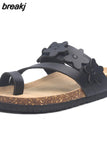 2023 New Women Summer Cork Slippers Casual Slip on Beach Outside Slides Flip Flops