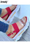 Women Sandals Summer Heels Sandals With Wedges Shoes For Women Peep Toe Platform Sandalias Mujer Brand Shoes On Heel Luxury