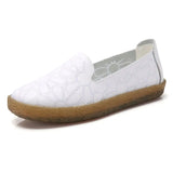 Summer Beach Woman embroidered Flats Leather Shoes Slip On Flats Comfort Women