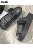 Summer Women Beach EVA Light Platform Flip Flops Solid Color Med Heel Non-slip Outdoor Female Indoor Slipper