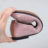 Women's Sequined Cloth Shoes Comfort Spring Casual Female Square Toe Flats Comfortable Boat Moccasin Fall