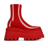 Ladies Ankle Boots Fashion Autumn Platform High Heels Platform Wedge Heel Stretch Black Red Stretch Boots Dress Party