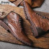 Size Men's Boots Zipper Short Boots Men's Shoes Autumn and Winter High-top Shoes Retro Desert Work