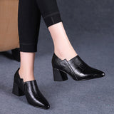 New Women Pumps,Square High Heels,Soft PU Leather Work Shoes For Office Lady,Pointed Toe,Side