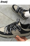 Sewing Men Sneakers Contrasting Colors Light Flat Shoes Ladies Outdoor Luxury Men Running Shoes Heart Pattern Women