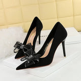 Breakj Banquet High Heels Diamond Lace Bow Single