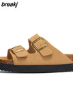 New Summer Women Beach Outside Platform Cork Slippers Med Heel Casual Non-slip Outdoor Sandals