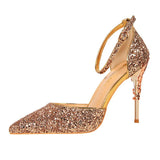 Breakj Fashion Sexy Hollow Out Nightclub Show Thin Metal And High Heel Shining Sequins