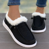 Winter New Large-Size Plush Warm Women's Shoes With Flat Soles And Round Ends And Casual Cotton