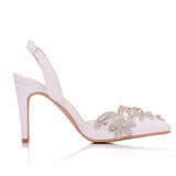 Queen Rhinestone Wedding Shoes Bridal Pointed Toe High Heel Gorgeous Party Prom Bridesmaid