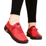 Breakj Red Tinger Single Shoes Women 2024 New Soft-Soled Soft-Sided Mother Shoes In The Elderly Anti-Slip