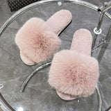 Slippers 2025 Long-Haired Slippers Women Wear Hairy Slippers Flat-Bottomed Autumn And