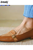 Shoes Women Suede Leather Pointed Toe Slip-on Shoes Vintage Patchwork Female Flats Casual Women's Loafers