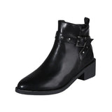 Low Heel 2023 New Fashion Women's Boots Temperament Versatile Solid Color Square Heel Side Zipper Ankle Boots