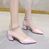 Summer New High Heels Shoes Fashion Sexy Pointed Shoes Banquet Party High Heels Ladies Sandals Square Heel Zapatos