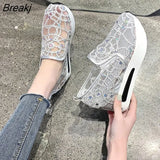 Wedge Shoes Sequin Mesh Breathable Shoes Women Gold Silver Platform Sneakers Women Height Increasing Wedges Shoes