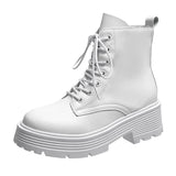 Fashion White Platform Boots Women Thick Bottom PU Leather Ankle Botas Mujer 2023 Autumn Winter Zipper Chunky Shoes