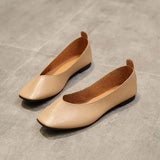 Girls Doudou Shoes Summer New Square Toe Black PU Material Flat Shoes Shallow Soft Sole Casual