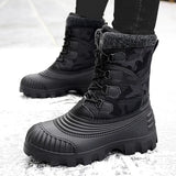 Top Winter Camouflage Boots Warm Thick Plush Outdoor Walking Shoes Men Waterproof Snow Boots Men Cotton Shoes Men Lace