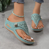 Summer New Herringbone Trailer Stitching, Sloping Heels, Thick Soles, Foot Clips, Hollowed-Out New