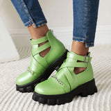 Motorcycle Boots Autumn For Women 2021 Comfy Chunky Heel Chelsea Boots Metal Chain Buckle Strap New Arrivals Pink