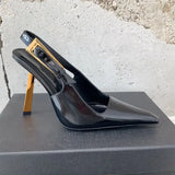 Gladiator Sandals Women High Heels Shoes Pointed Toe Shallow Pumps Strange Heels Runway Slingback Stiletto Sandals