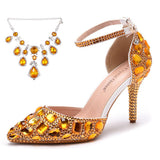 Breakj Tuxedo Diamond Wedding Shoes 9 Fine Heel Pointed Sandals Luxury Water Drill Wedding Shoes