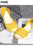 Summer Women Fashion Jelly Sandals Low Heel Peep Toe Shallow Slides Casual Beach Outdoor Female Ladies Slipper