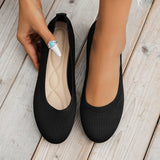 and Autumn 2023 New Outwear Solid Color Oversized Shallow Cut Shoes Women's Knitted Comfort Flat Shoes