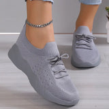 Women's Breathable Knitted Sneakers Autumn Comfort Thick Bottom Walking Shoes Women Non Slip Mesh Flat Shoes Size