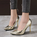 Women Pumps Fashion Luxury Wedding Party Shoes Sexy Gold Silver Pointed Toe High Heels Women Shoes Stilettos Large Size