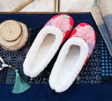 Breakj Single Slippers / Cotton Slippers Linen Peony Embroidered Round Head Flat Cloth Shoes Sandals Embroidered Women's
