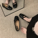 Mary Jane Shoes Women's Shoes 2024 Spring And Autumn New Bowknot Square Head Shallow Mouth Soft Flat Sole Single