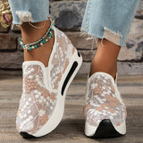 Embroidery Mesh Sneaker for Women 2023 Slip On Breathable Platform Sneakers Woman Plus Size Thick Bottom Loafers
