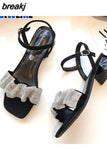 Women's Shoes Summer Sandals New Rhinestone Open Toe High-heeled Sandals Women's Thick Heels Fashion Party Shoes Trendy
