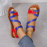 Breakj Red Candy Color Large-Size Casual Sandals Summer New Women's Shoes Magic Stick Beach