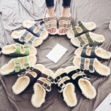 Unisex Plush Cork Slippers 2023 Women Casual Double Buckle Nubuck Leather Non-slip Men Outside Slides