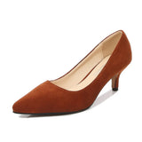 Low Heel Pumps Lady Pointed Toe Kitten Heels Female Green Flock Plus Size 43 44 45 46 Red Shoes 2023 Women 5cm High