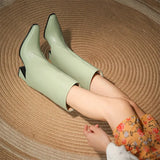 Women Genuine Leather Modern Boots Square Toe Mid Calf Boot High Heel Strange Style Ladies Shoes Autumn Winter