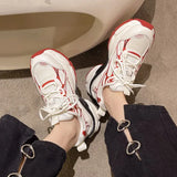 Size 35-39 Women Sneakers Platform Fashion Breath High Heels Shoes For Women Real Leather Lace-Up Pumps Casual