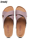 2023 Unisex Fashion Men Beach Cross Cork Slippers Summer Solid Color Non-slip Outside Women Slide Shoe High