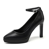 Spring and Autumn Season New Fashion Pointed Shallow Mouth One Line Buckle Solid Color Women's Mary Jane Single