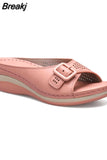 Size Slippers Female 2023 Summer One-word with Fish Mouth Sandals and Slippers Slope Heel Platform Slope Heel Casual