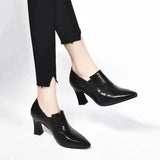 Spring and Autumn New Fashion Pointed Outwear Solid Color Versatile Black Large Women's Shoes High Heel Single Shoe