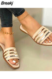 Summer Women 2023 Fashion Comfort Plus Size Slippers Women Sequined Flat Sandals Slippers Sandalias De